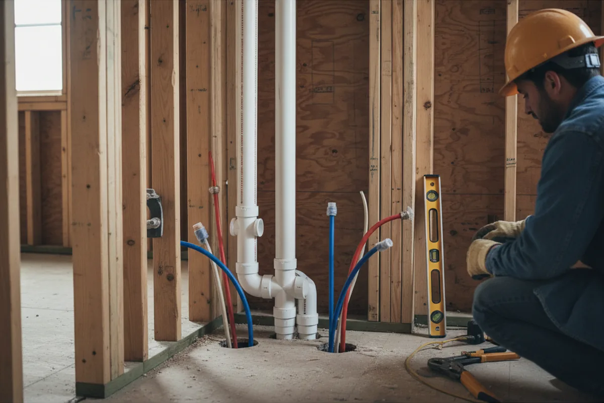 Drain and supply rough-in during Leak Detection in Broadview